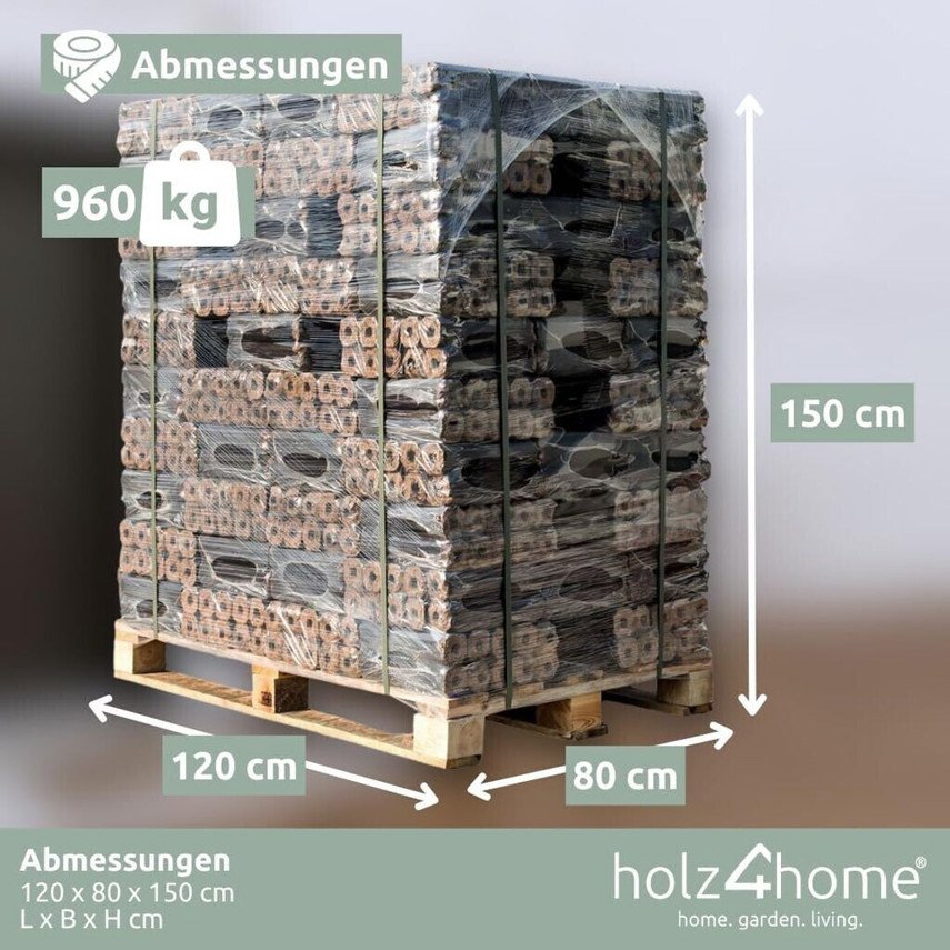 Eichenbriketts Palette 960 kg von holz4home (H4H169) – Hochwertige Brennstoffe